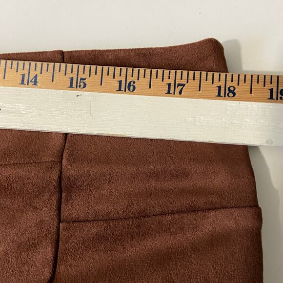 Sundance Faux Suede Brown Legging Skinny Side Zip Size 14 - Picture 9 of 12